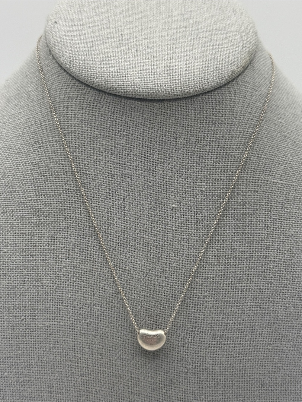 Tiffany & Co. Elsa Peretti Bean Necklace Sterling Silver 925 16" 9mm